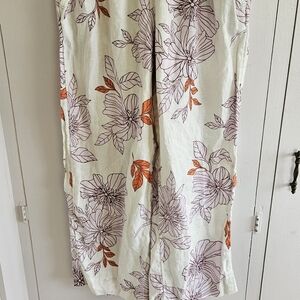 Rachel Roy Linen Cream and Orange Floral Pants